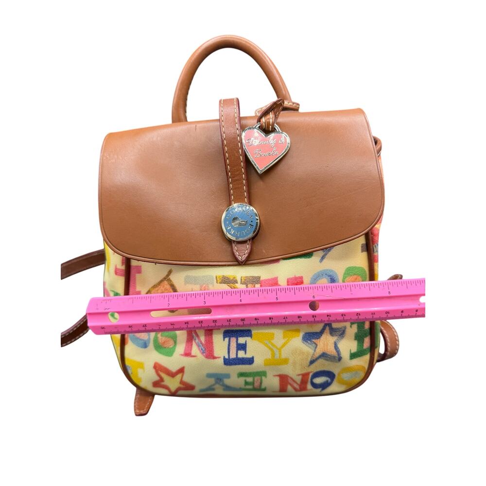 🎒 Dooney & Bourke Multicolor Logo Backpack Leather Trim Mini Bag Purse - Picture 2 of 10